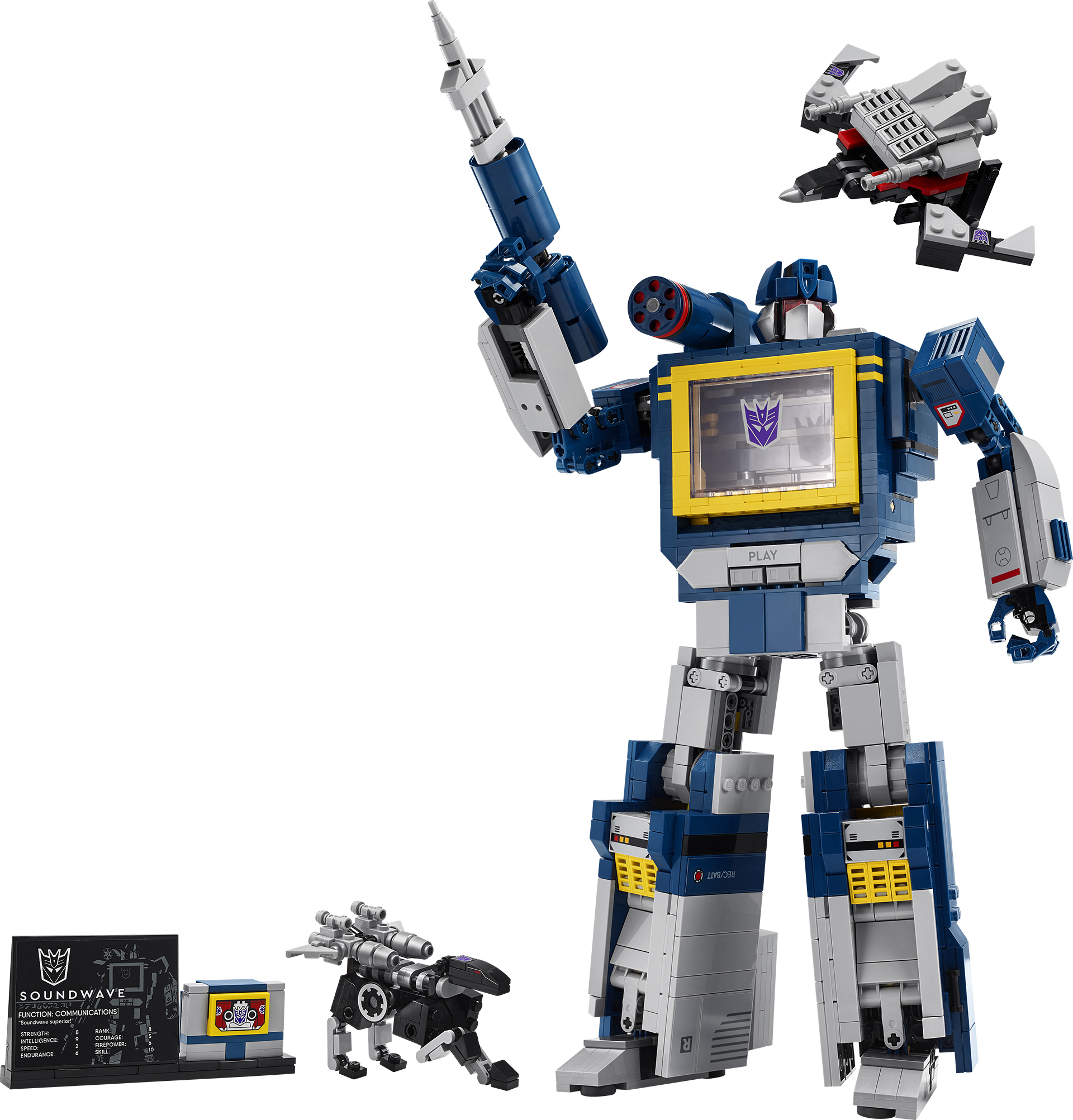 "LEGO Soundwave with Ravage and Laserbeak"